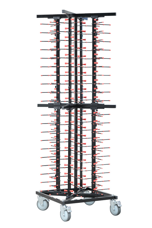 Straight Rod 104 Plates Mobile Plate Rack (Carbon Steel)